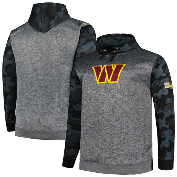 Men's Washington Commanders Heather Charcoal Big & Tall Camo Pullover Hoodie - Click Image to Close